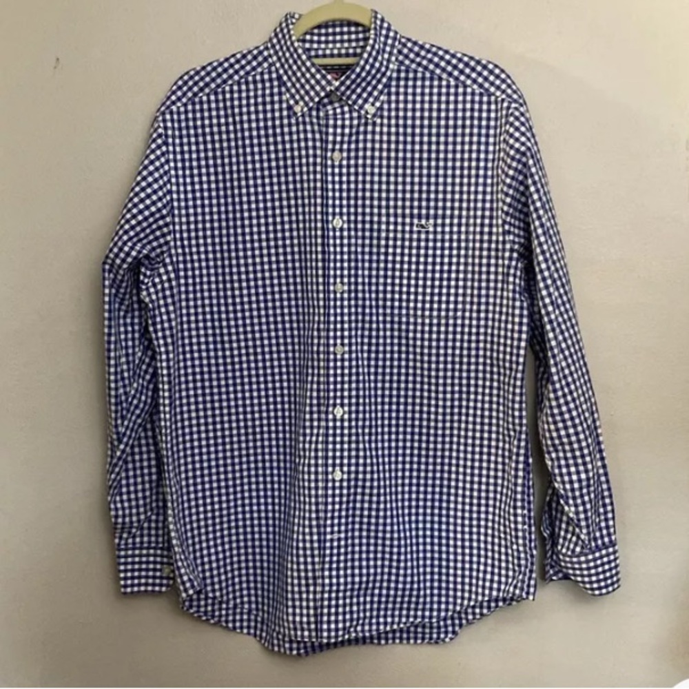 10-4 Vineyard Vines Tucker Shirt Button Front blue Cotton medium